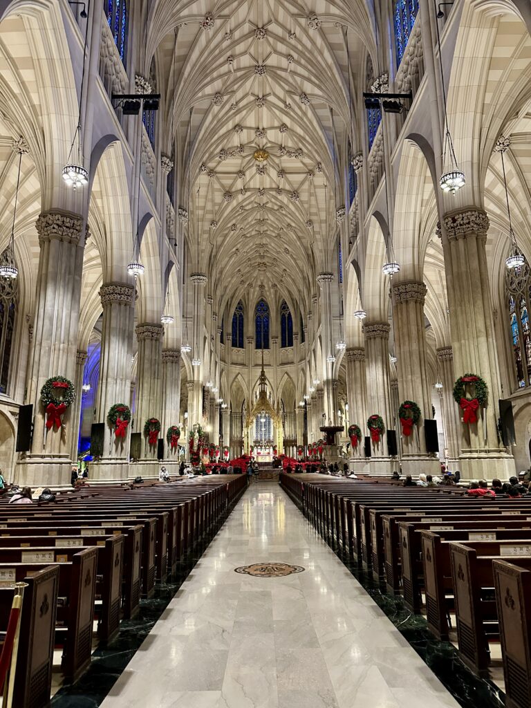 St Patrick's Cathedral decorated for Christmas  