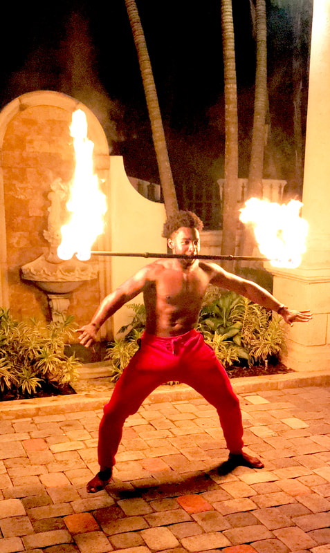 Fire dancer at Sandals Royal Bahamian Resort.