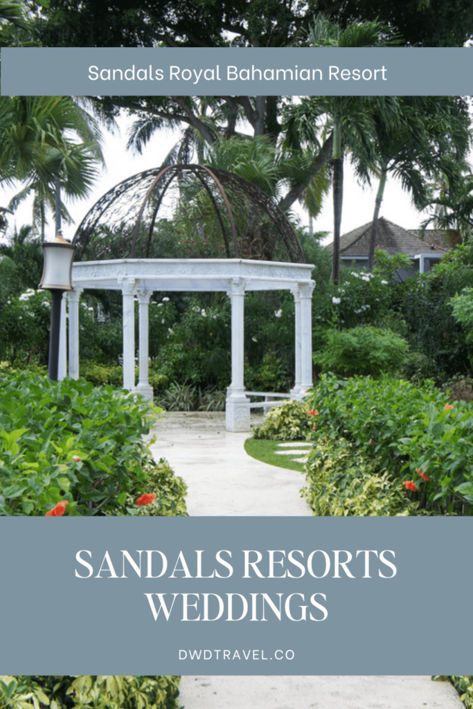 Pinterest graphic for Sandals Resorts Weddings blog post. 