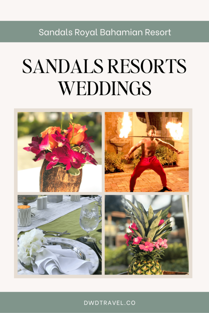 Pinterest graphic for Sandals Resorts Weddings blog post. 