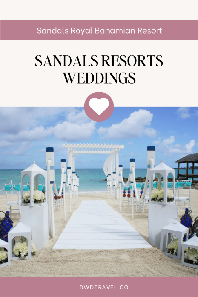 Pinterest graphic for Sandals Resorts Weddings blog post. 