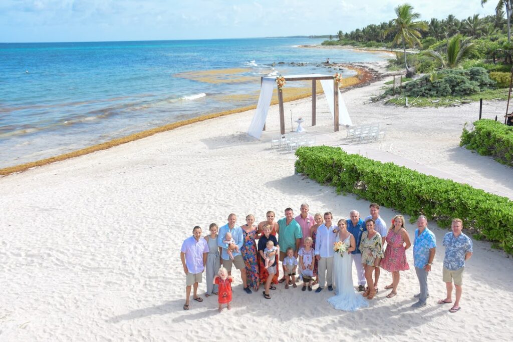 Beach Destination Wedding Couple at Dreams Tulum Resort & Spa
