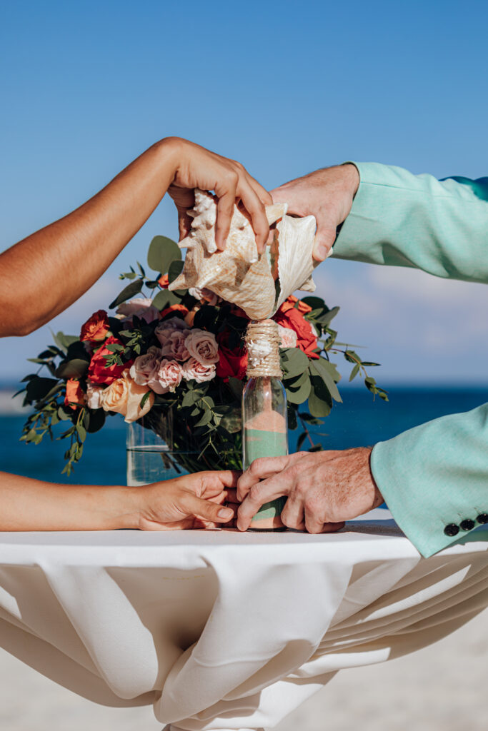 Beach Tropical Destination Wedding Couple Sand Unity Ceremony