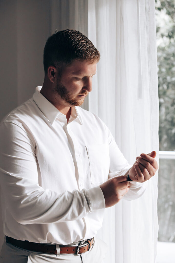 Groom getting ready