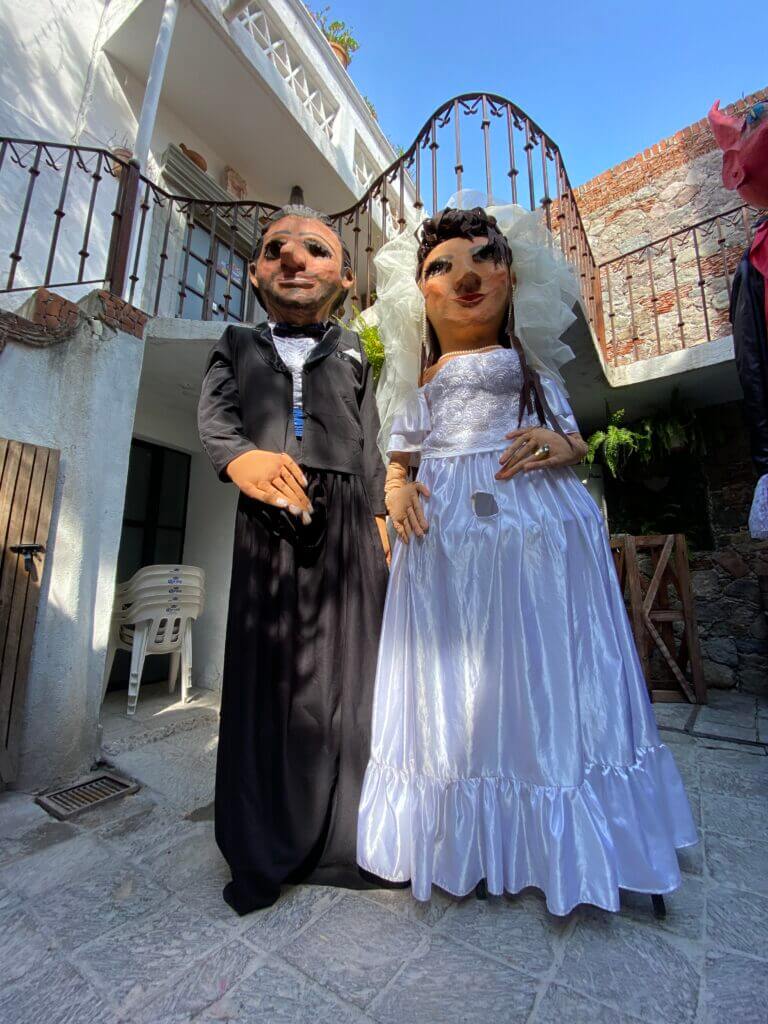 Bride and Groom Mojigangas in San Miguel De Allende