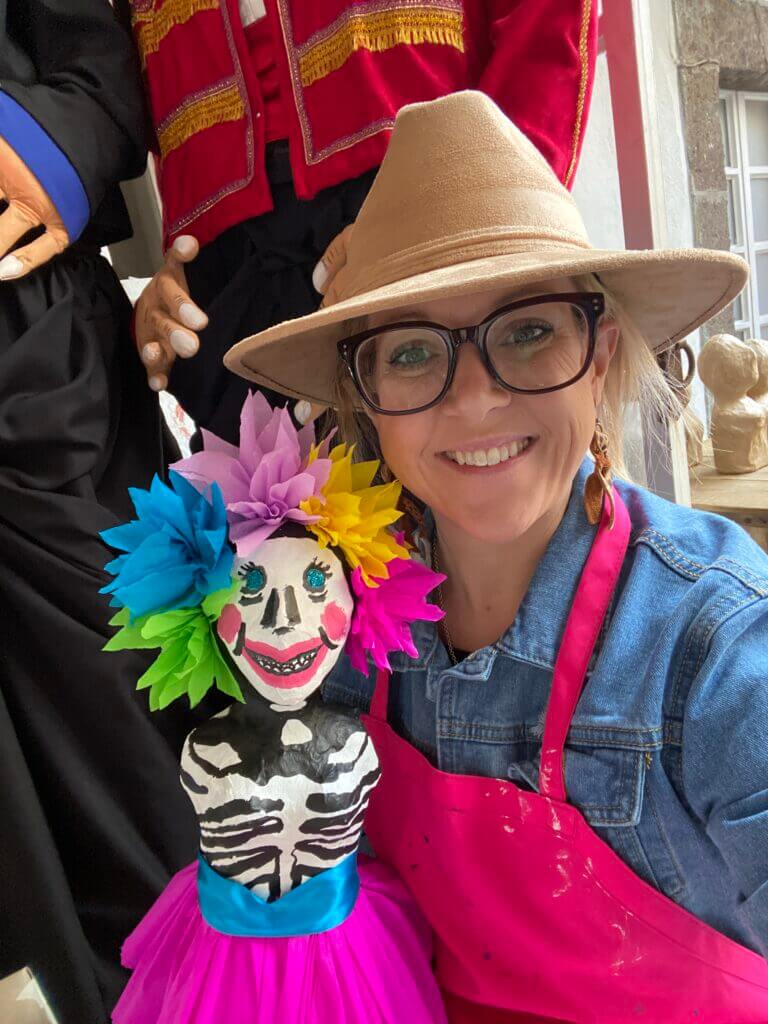 Woman and her handmade Mojiganga in San Miguel De Allende