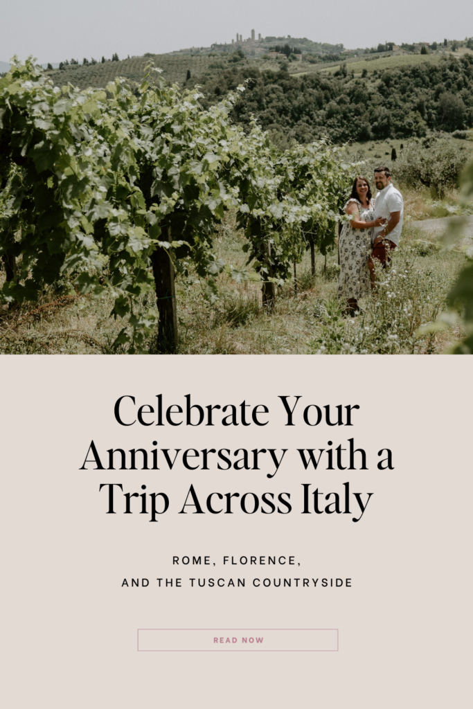 Anniversary Vacation in Italy Pinterest Graphic