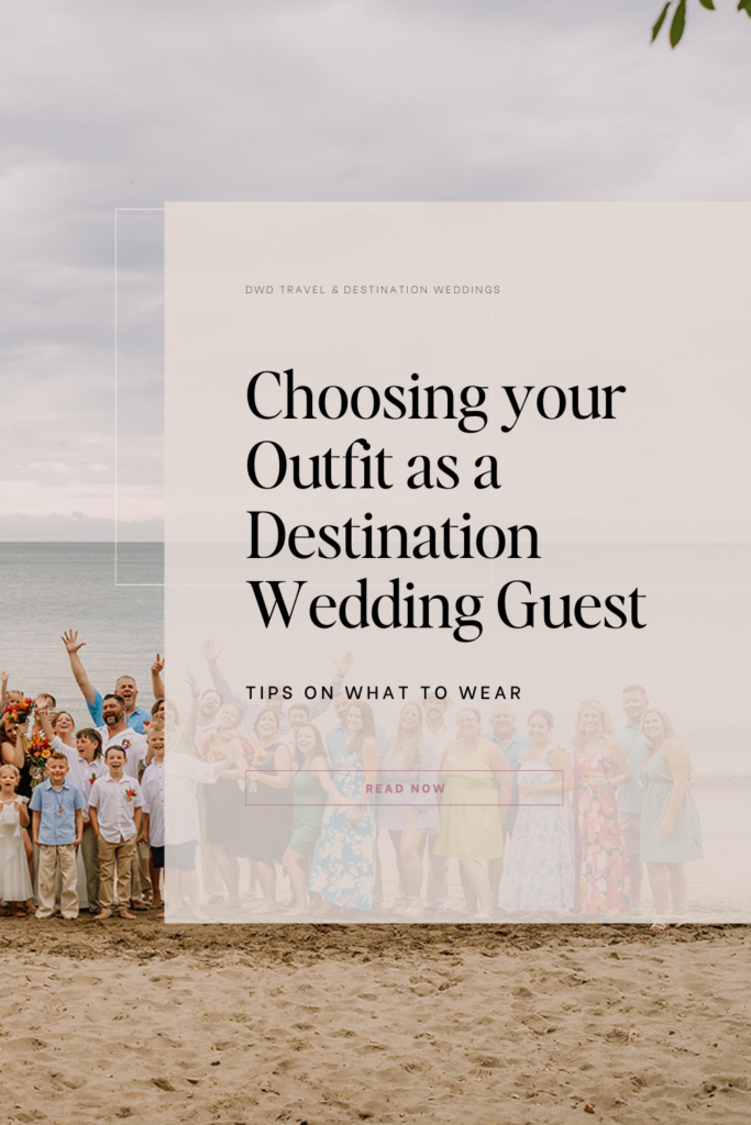 what to wear to a destination wedding pinterest graphic