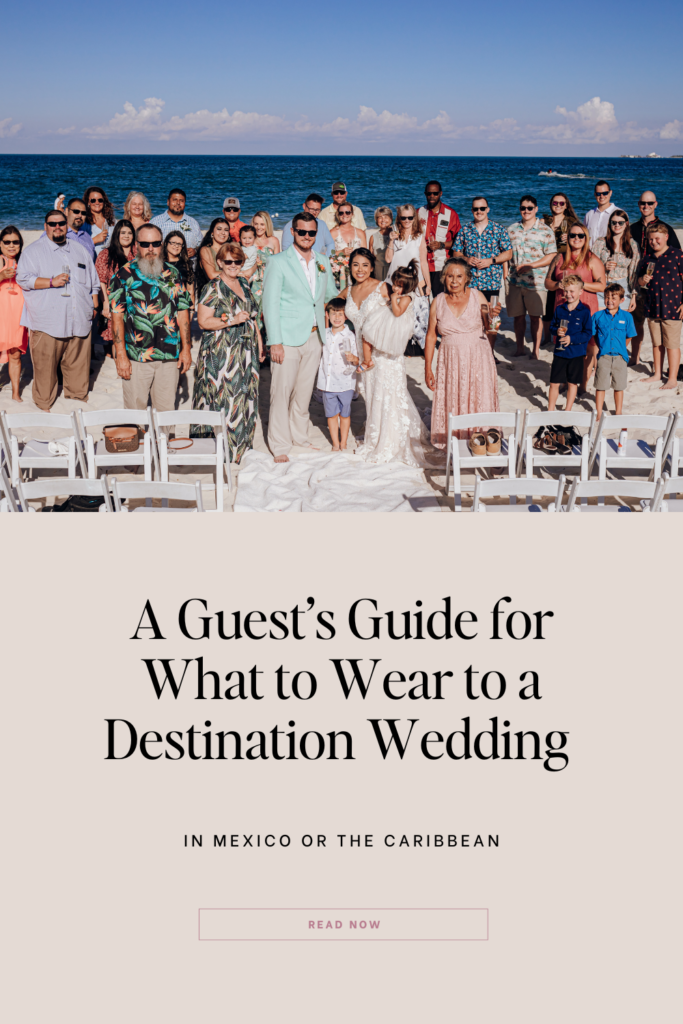 what to wear to a destination wedding pinterest graphic