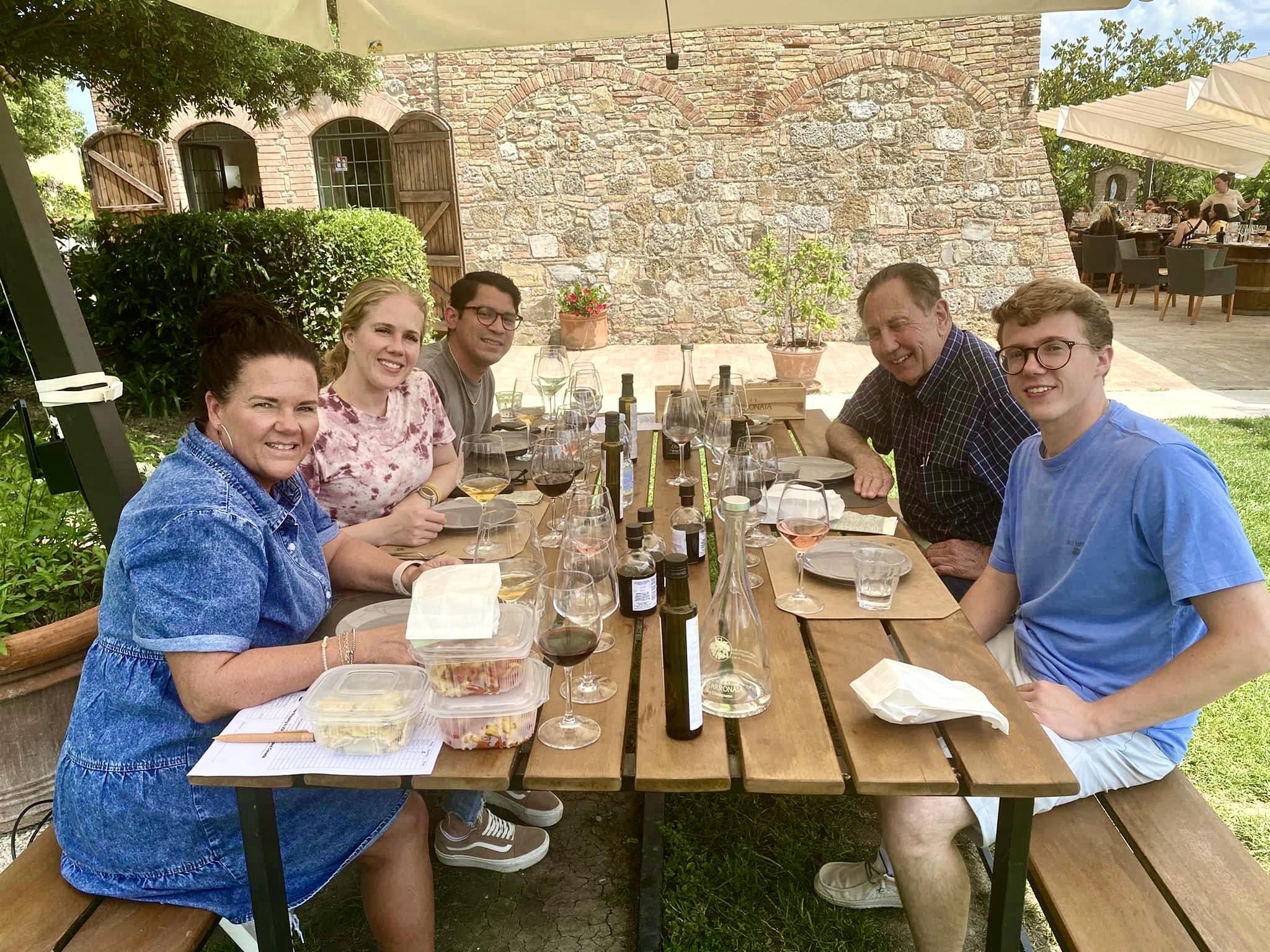 A family vacationing in italy