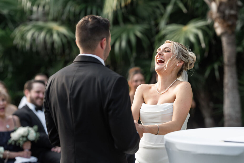 Atelier Playa Mujeres Destination Wedding Ceremony Bride's Reaction