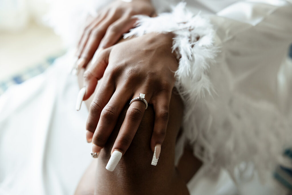 Engagement Ring and Bridal Nails Details