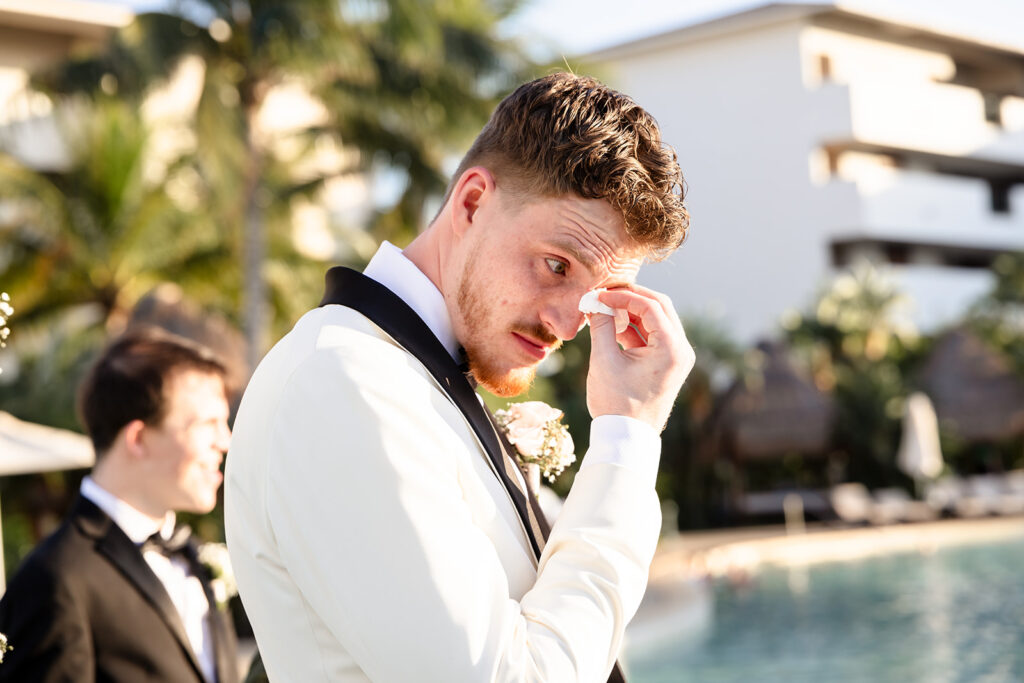Groom's Reaction Destination Wedding Ceremony