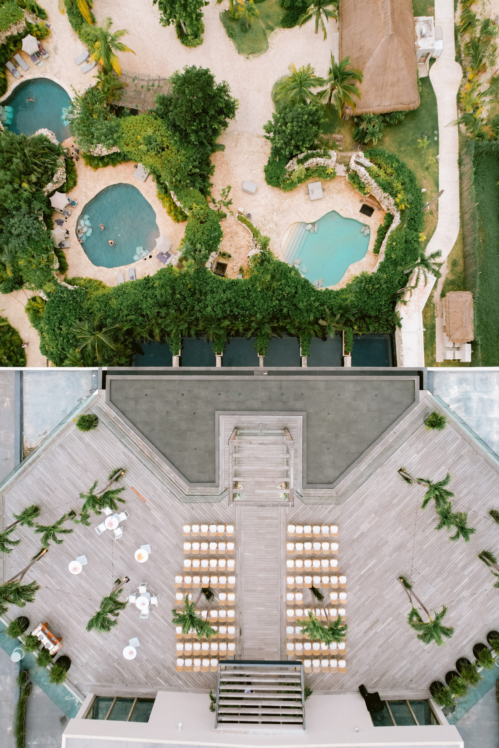Empty rooftop wedding venue overlooking the sea at Secrets Moxché.