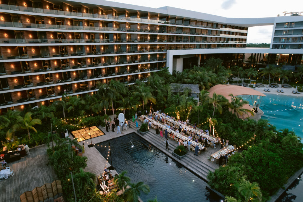 Secrets Moxche Destination Wedding Pool Deck Reception