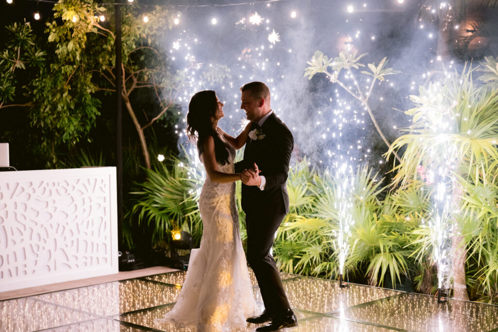 Secrets Moxche Destination Wedding Pool Deck Reception