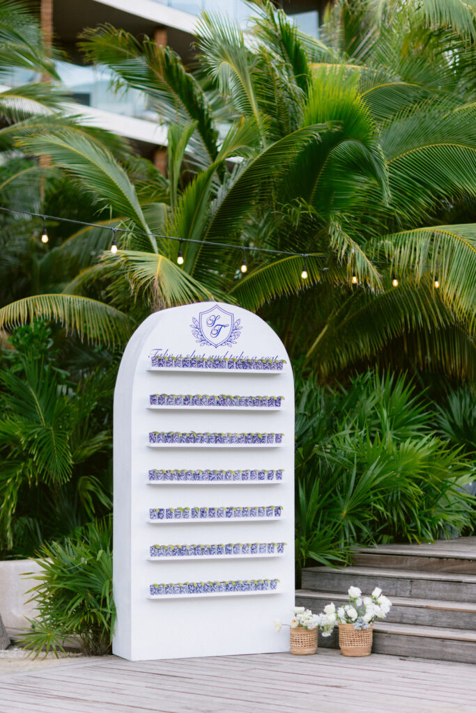 Wedding Seating Chart with Talavera Shot Glasses