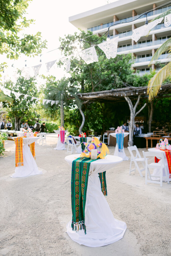 Secrets Moxche Destination Wedding Welcome Party Taco Party with Mexican Textiles