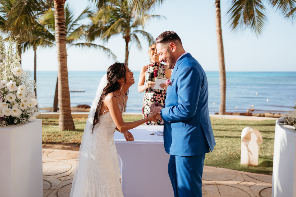wedding couple saying vows