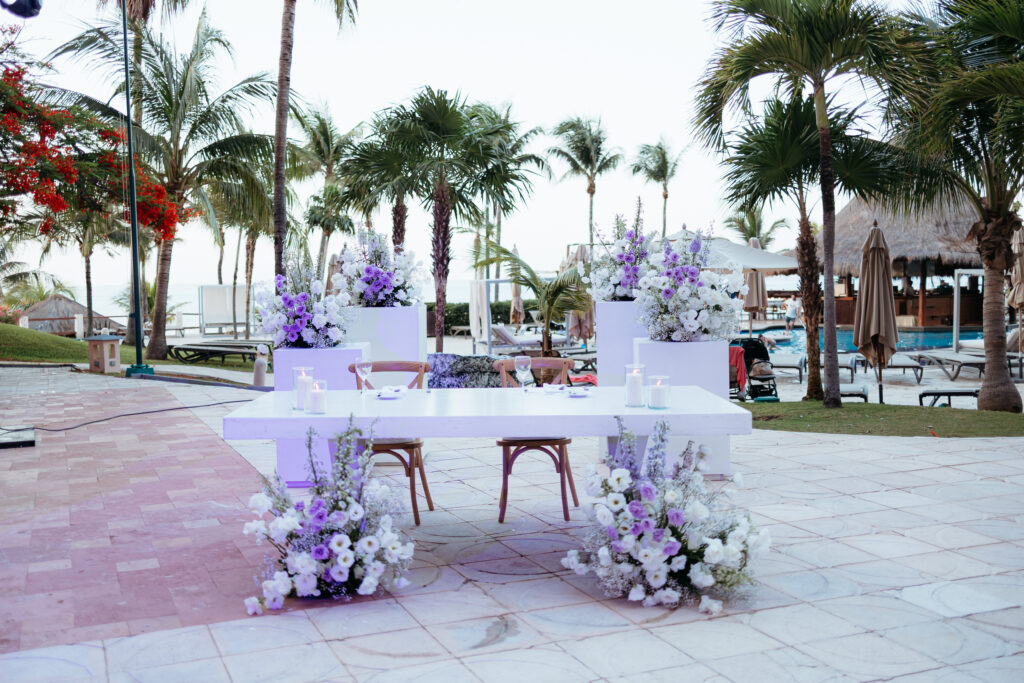 Cancun destination wedding sweetheart table