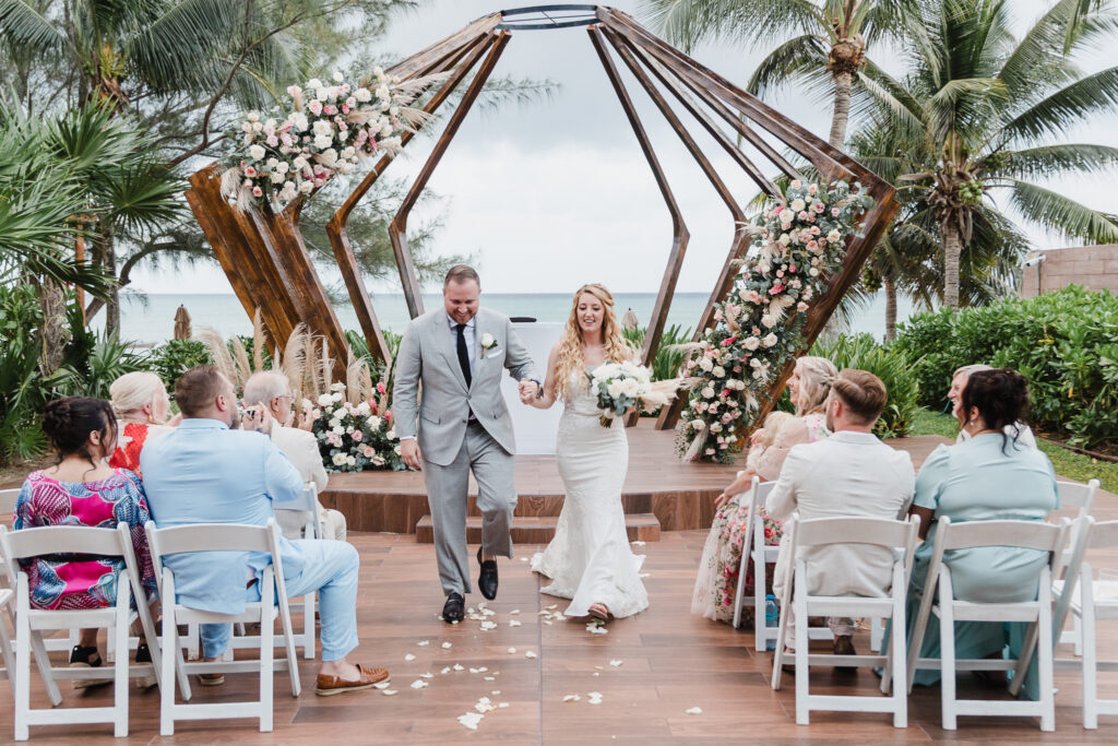 bride and groom at intimate Mexico destination wedding ceremony