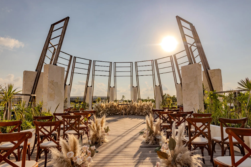 boho wedding ceremony at Secrets Tulum