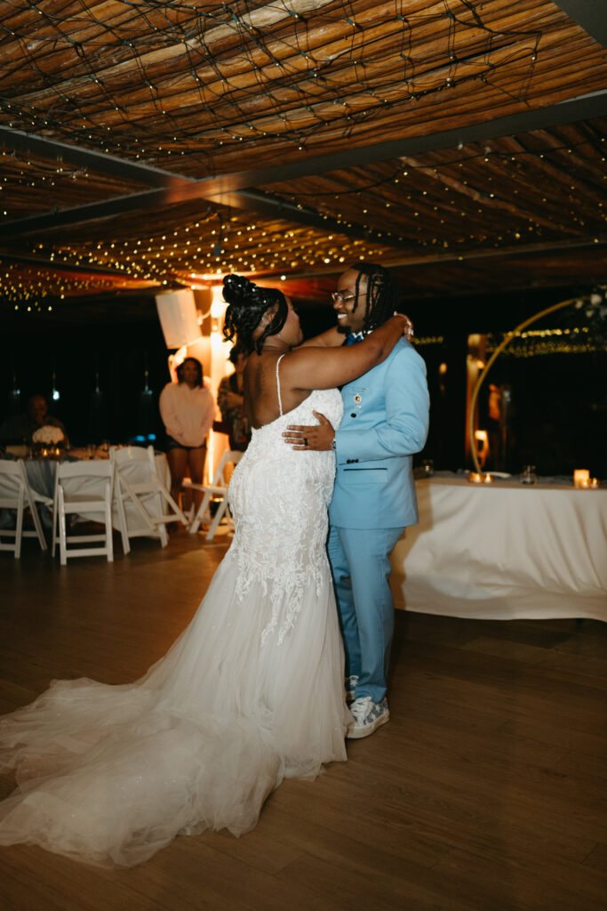destination wedding rooftop reception dancing