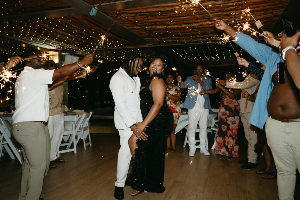 destination wedding rooftop reception sparkling send off